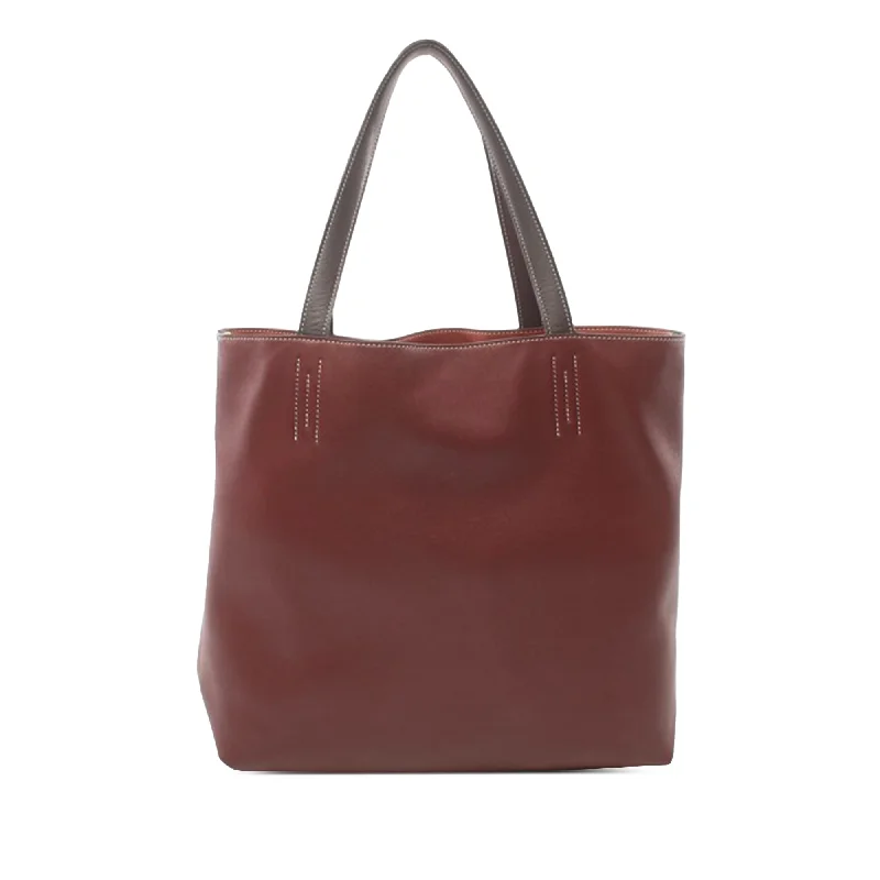 Red Hermès Bicolor Clemence Double Sens 45 Tote Bag