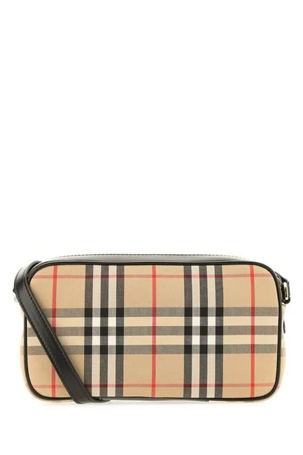 Sparkly Burberry Bags with Rhinestone EmbellishmentsBurberry Women Classic Checked  Beige Leather Shoulder Bag