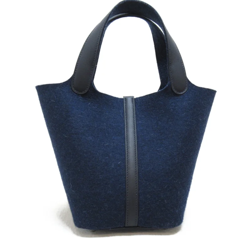 Hermes Picotin Lock Tote Bag Bag Leather Felt   Navyes