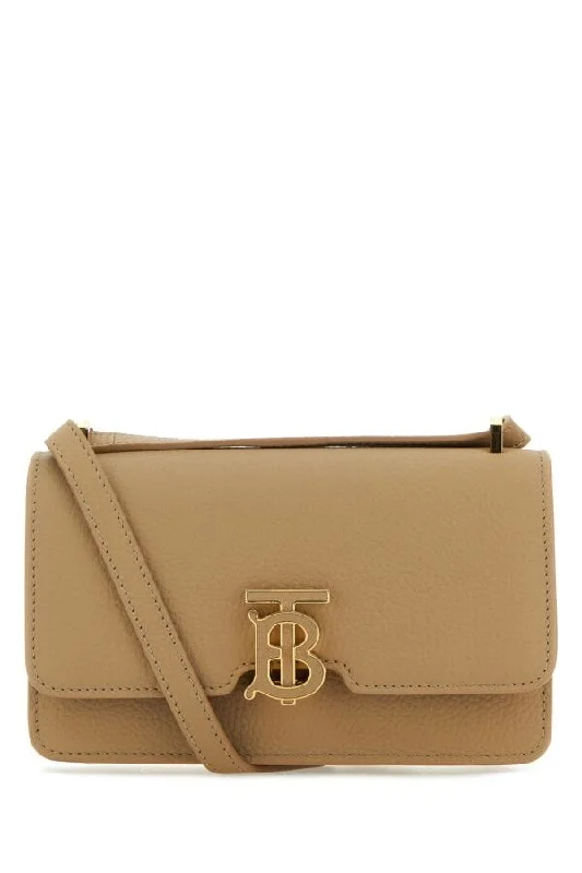 Water - Resistant Burberry Beach BagsBurberry Woman Beige Leather Mini Tb Crossbody Bag