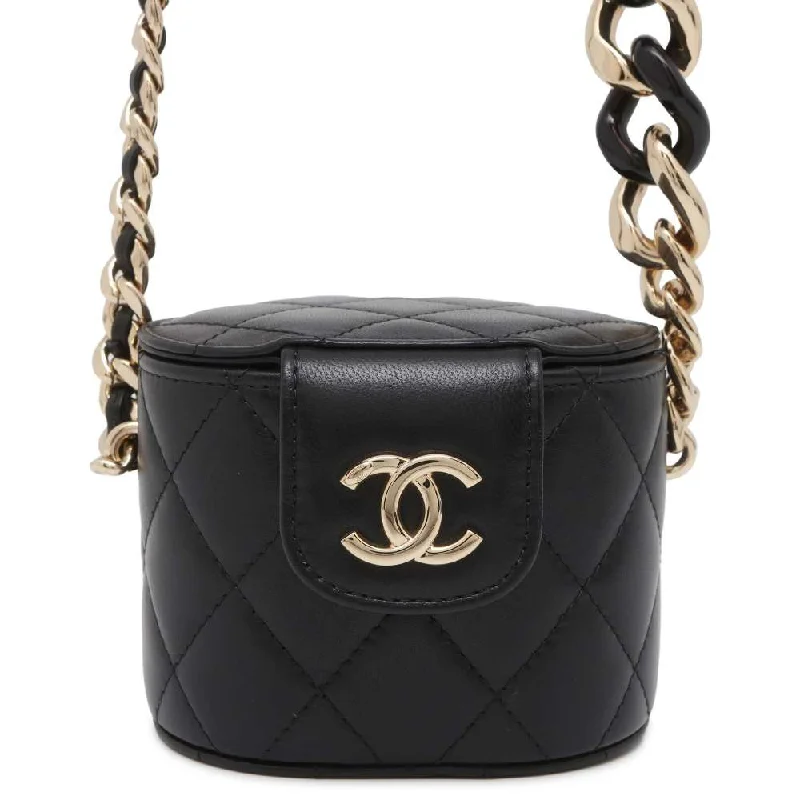 Chanel bags sale 2025CHANEL Matelasse Mini Vanity ChainShoulder Bag Black AP2428 Lambskin Denim Size Mini