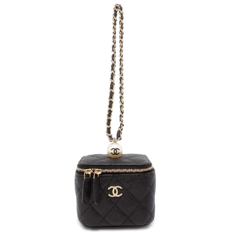 Chanel bags with adjustable chain strapsCHANEL Matelasse Vanity Bag Pearl Black AP2161 Caviar Leather Faux Pearl Size Mini