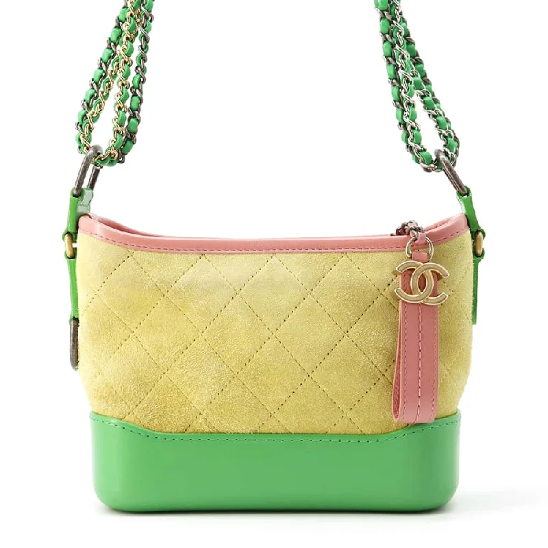 Chanel bags with iconic stitching detailsCHANEL Gabriel ChainShoulder Bag Yellow/Green/Pink A91810 Suede leather