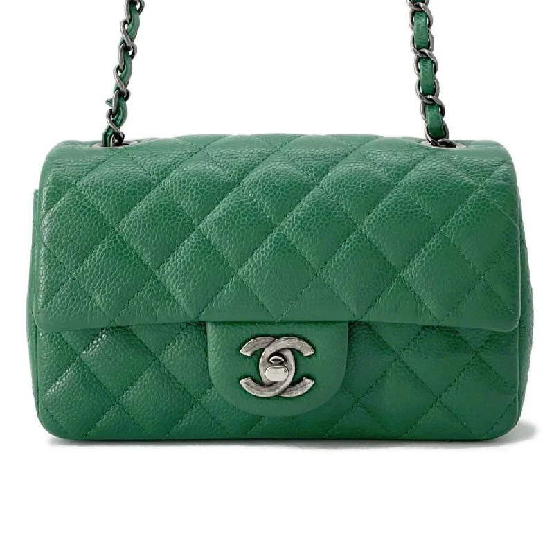 Chanel bags with gold, silver, and pearl accentsCHANEL Matelasse ChainShoulder Bag Green A69900 Caviar Leather Size 20