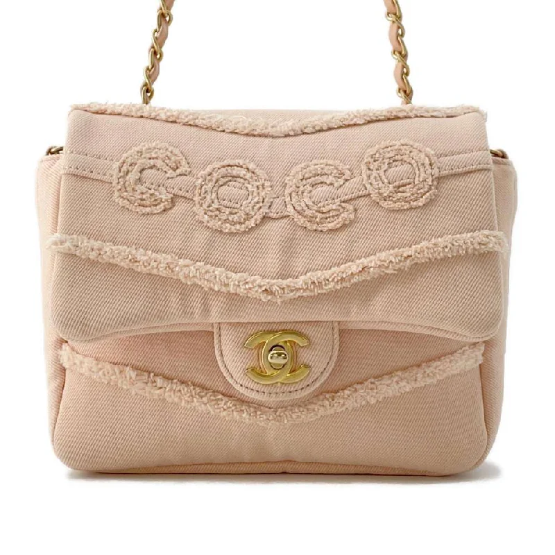 Chanel bags with iconic stitching detailsCHANEL COCO Flap ChainShoulder Bag Pink AS1595 Denim