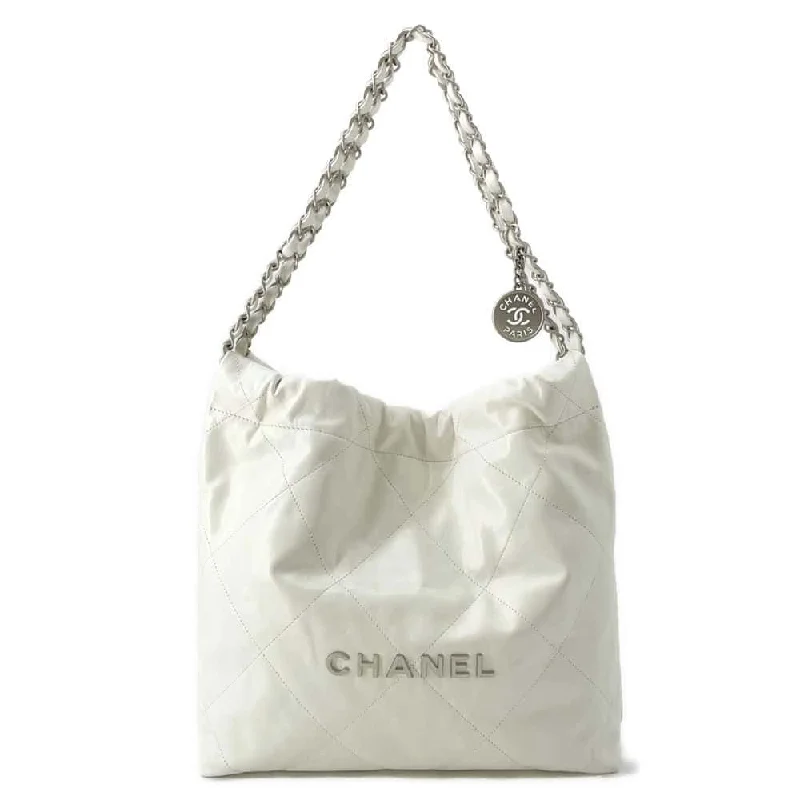 Chanel bags with intricate metal hardwareCHANEL CHANEL22 Handbag White AS3260 Shiny Calf Leather Size Small