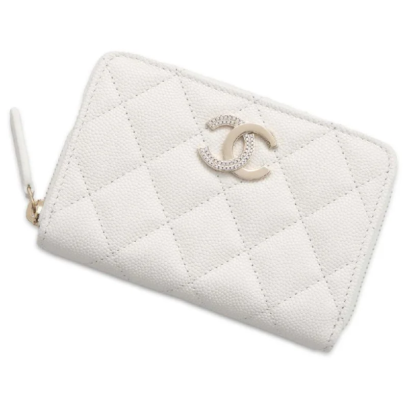 Chanel Classic Flap Bag for Evening PartyCHANEL Matelasse Coin purse White AP4177 Caviar Leather