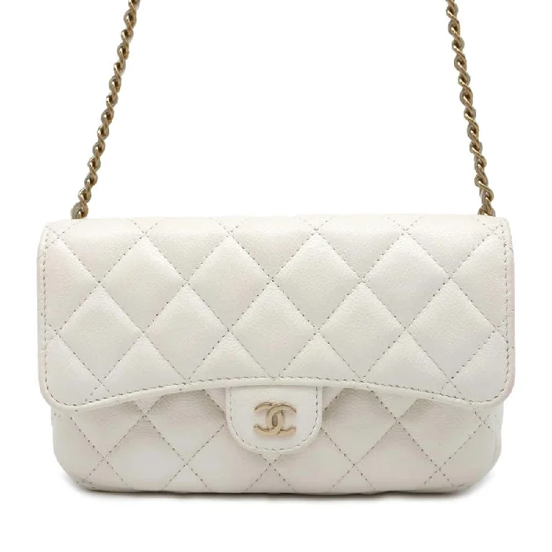 Chanel bags with modern touchesCHANEL Matelasse Flap Phone Case White AP2096 Caviar Leather