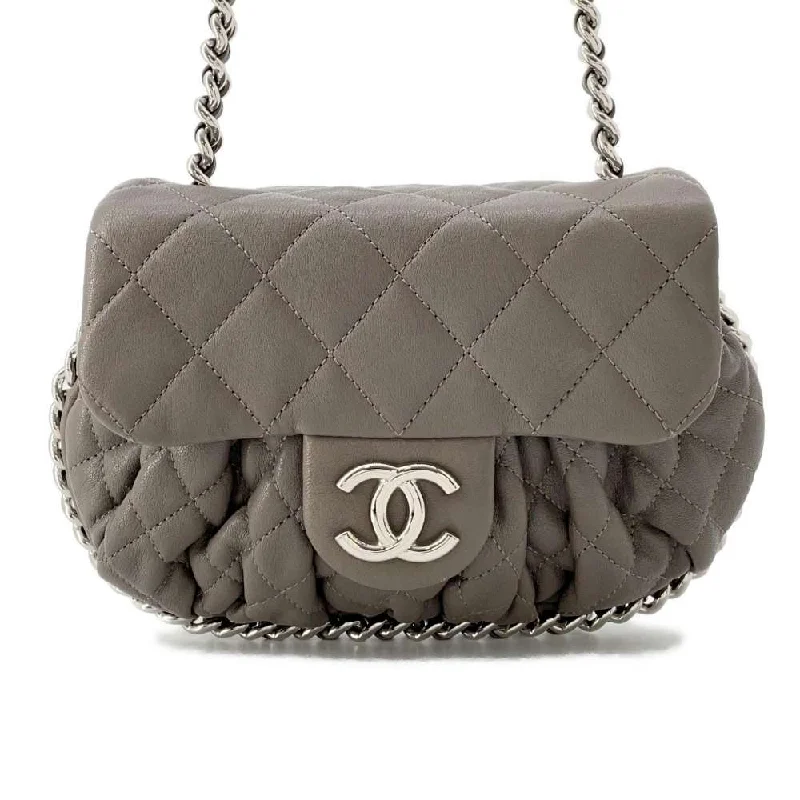 Chanel bags with exclusive seasonal designs and materialsCHANEL Chain Around Shoulder Bag Gray A49914 Lambskin