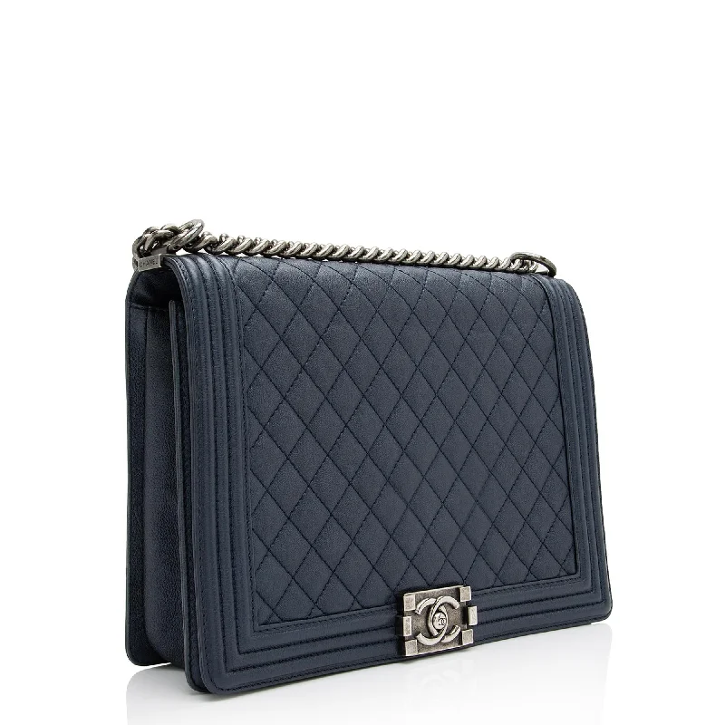 Chanel bags for women who love timeless fashionChanel Metallic Calfskin Large Boy Bag (23341)