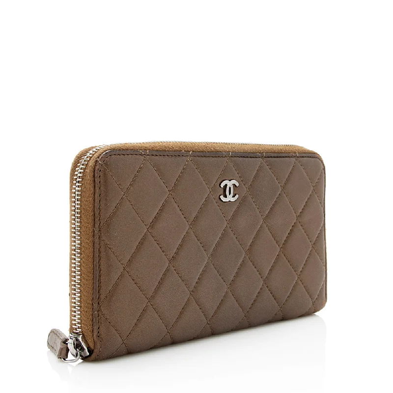 Chanel Classic Flap Bag for Evening PartyChanel Metallic Lambskin CC Zip Around Wallet (20961)