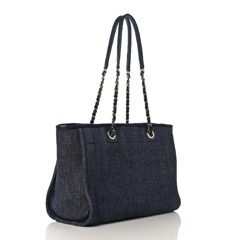 Chanel bags for women with minimalist styleChanel Small Deauville Tote Indigo Denim