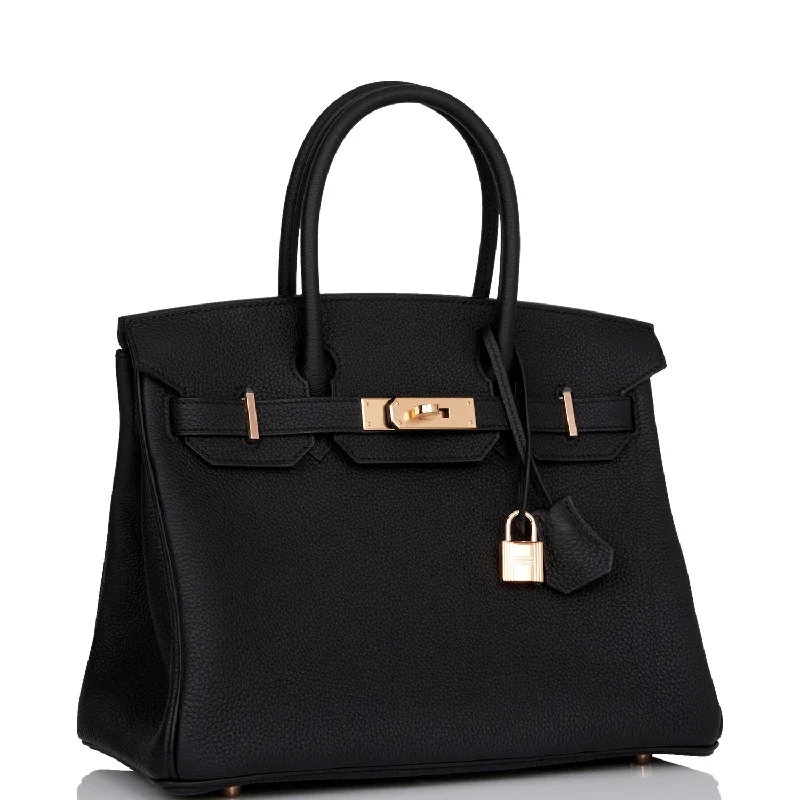 Hermes Birkin Bags with a Hidden Magnetic Closure for Discreet SecurityHermes Birkin 30 Black Togo Rose Gold Hardware