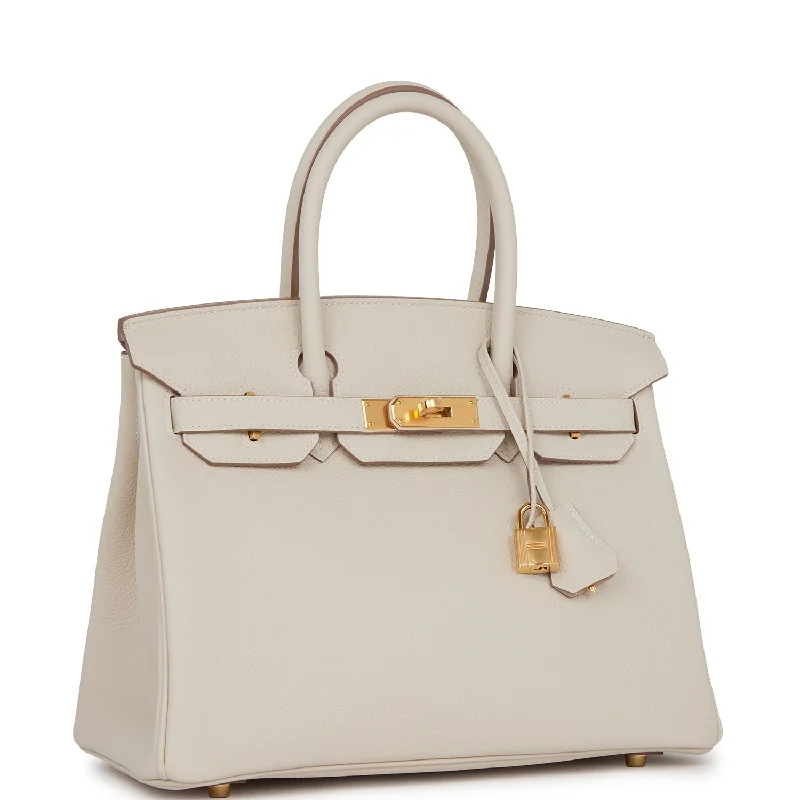 Hermes Birkin Bags with a Two - Tone Leather Design for Visual InterestHermes Birkin 30 Craie Togo Gold Hardware for DM