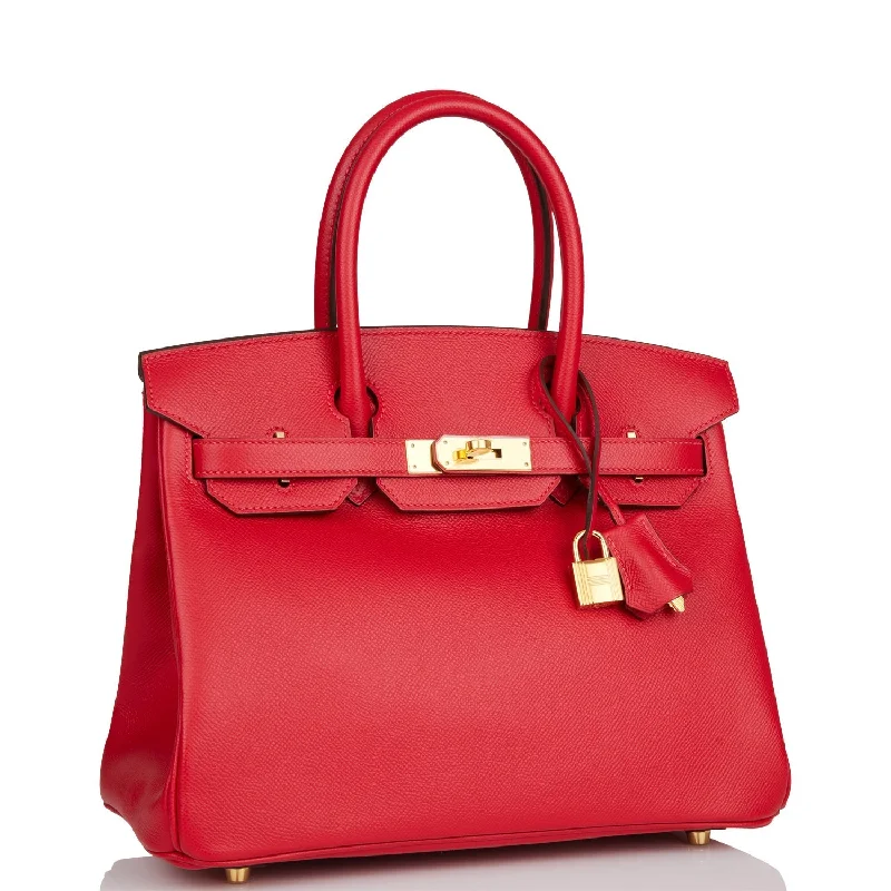 Hermes Birkin Bags with Hand - Stitched Detailing for Artisanal AppealHermes Birkin 30 Rouge Casaque Epsom Gold Hardware Deposit 2 MT