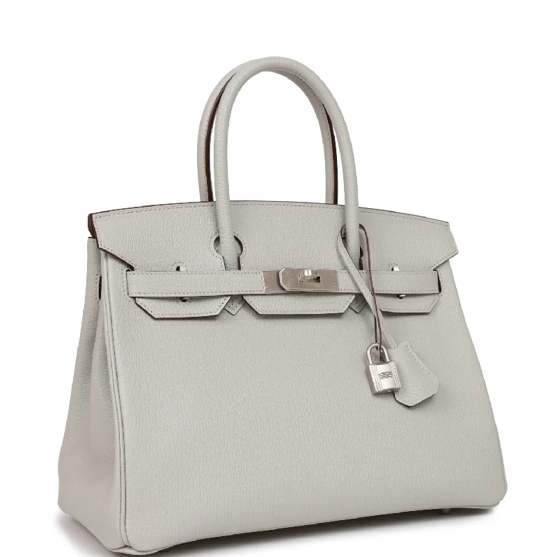 Hermes Birkin Bags with a Rope - Style Leather Handle for a Nautical Inspired LookHermes Special Order (HSS) Birkin 30 Gris Perle Verso Chevre Brushed Palladium Hardware - Payment 2 for AP