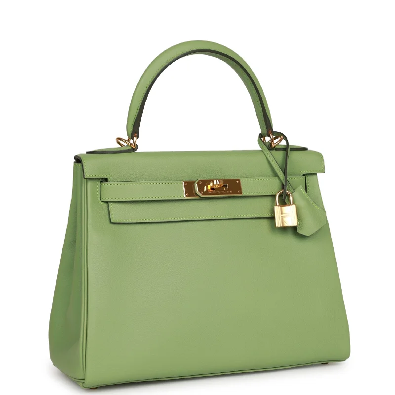 Hermès Kelly Bags in a vibrant electric blue for a pop of colord Hermes Kelly Retourne 28 Vert Criquet Evercolor Gold Hardware