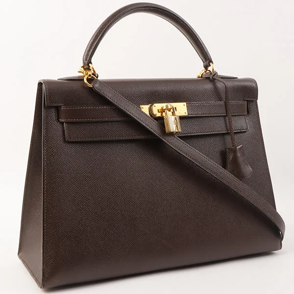 Hermès Kelly Bags with an embossed leather pattern for added textureHermes 1994 Made Kelly Bag 32Cm Chocolate