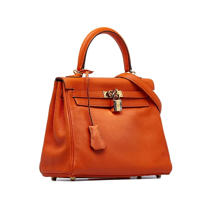 Hermès Kelly Bags with palladium - toned hardware for a modern aestheticHERMES 2016 Swift Kelly Retourne 25 Satchel