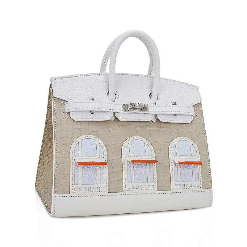 Hermes Birkin Bags with a Detachable Keychain HolderHermes Limited Edition Birkin 20 Faubourg Sellier Bag Neige (Snow) White Matte Alligator