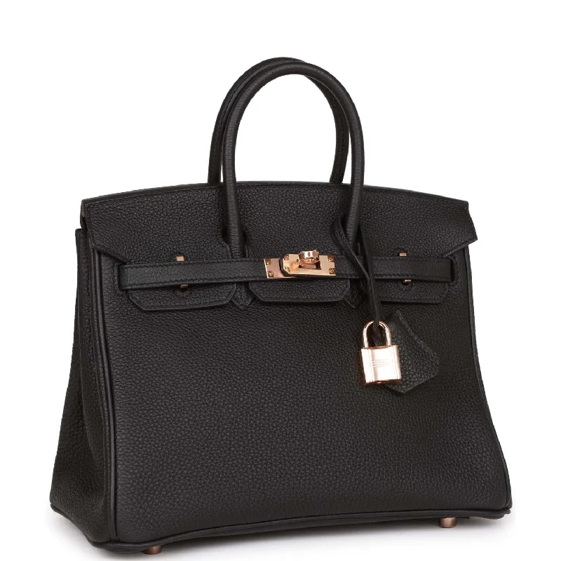 Hermes Birkin Bags in a Dark Chocolate Brown for a Warm and Inviting AestheticHermes Birkin 25 Black Togo Rose Gold Hardware