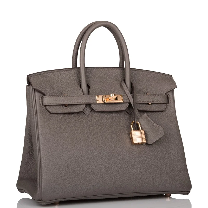 Hermes Birkin Bags in a Dark Chocolate Brown for a Warm and Inviting AestheticHermes Birkin 25 Etain Togo Rose Gold Hardware