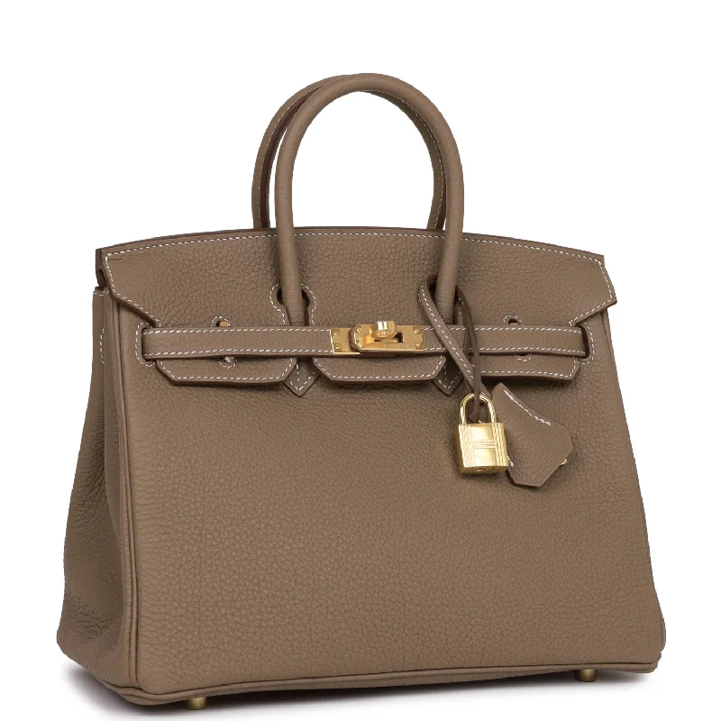 Hermes Birkin Bags with a Woven Leather Strap DetailHermes Birkin 25 Etoupe Togo Gold Hardware