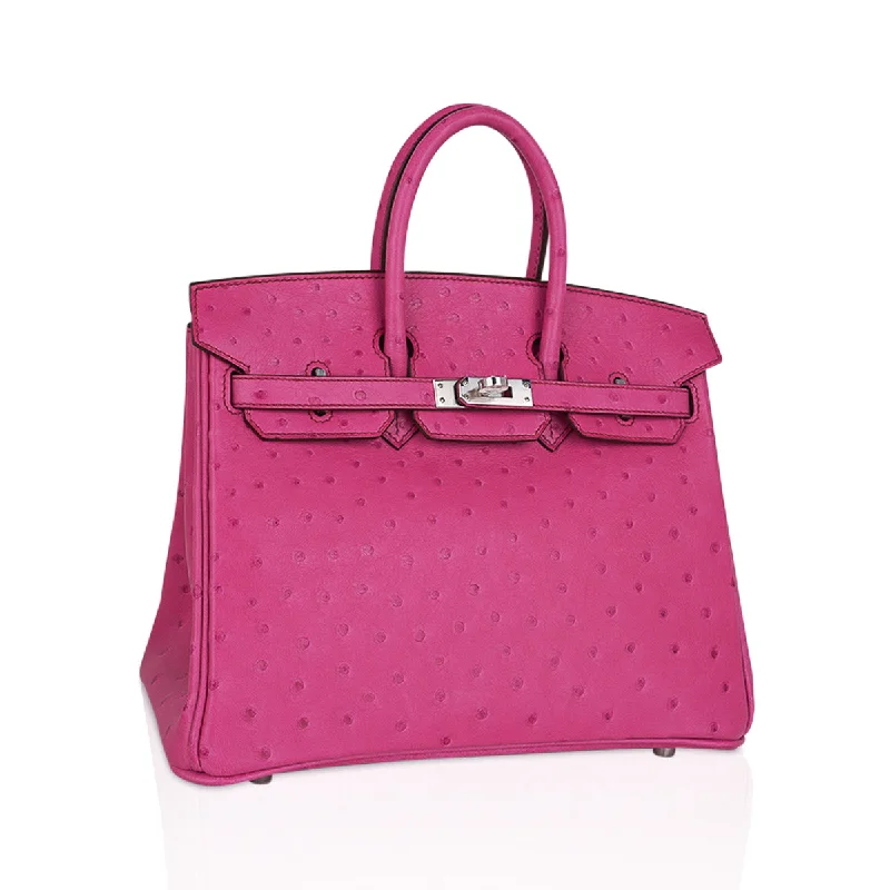 Hermes Birkin Bags with a Magnetic - Closure Interior PocketHermes Birkin 25 Bag Fuchsia Ostrich with Palladium Hardware