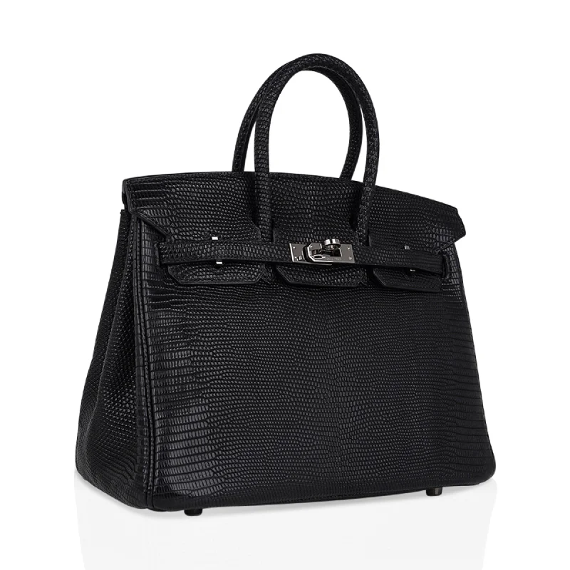 Hermes Birkin Bags in a Light Beige for a Soft and Sophisticated AestheticHermes Limited Edition Birkin 25 Bag Matte Black Lizard with Palladium Hardware