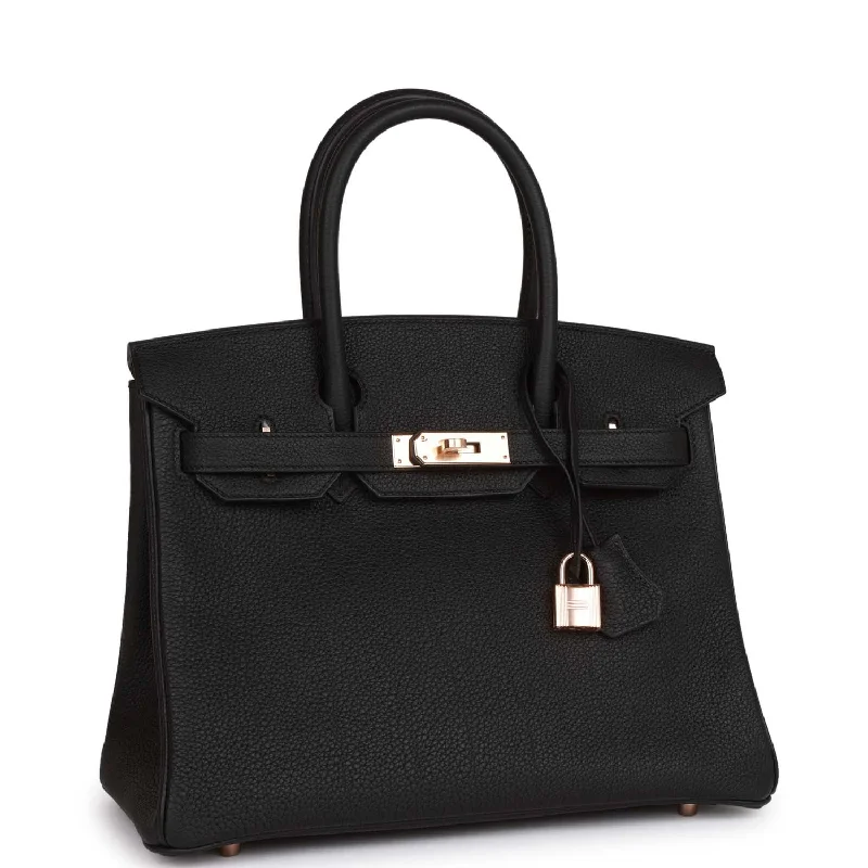 Hermes Birkin Bags with a Braided Leather Handle for a Bohemian TouchHermes Birkin 30 Black Togo Rose Gold Hardware