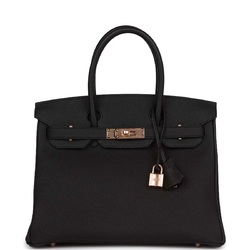 Hermes Birkin Bags with a Woven Leather Strap DetailHermes Birkin 30 Black Togo Rose Gold Hardware