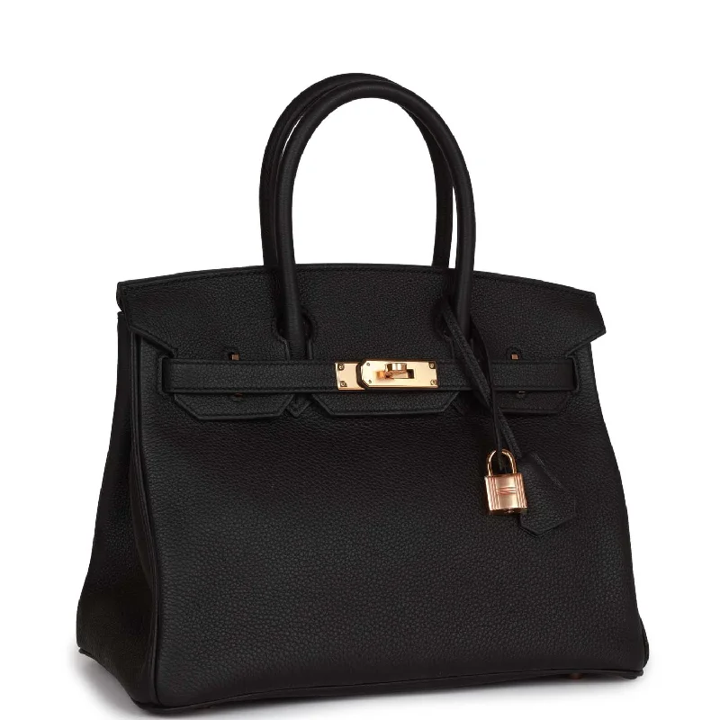 Hermes Birkin Bags with a Chain - Embellished Handle for a Modern TwistHermes Birkin 30 Black Togo Rose Gold Hardware