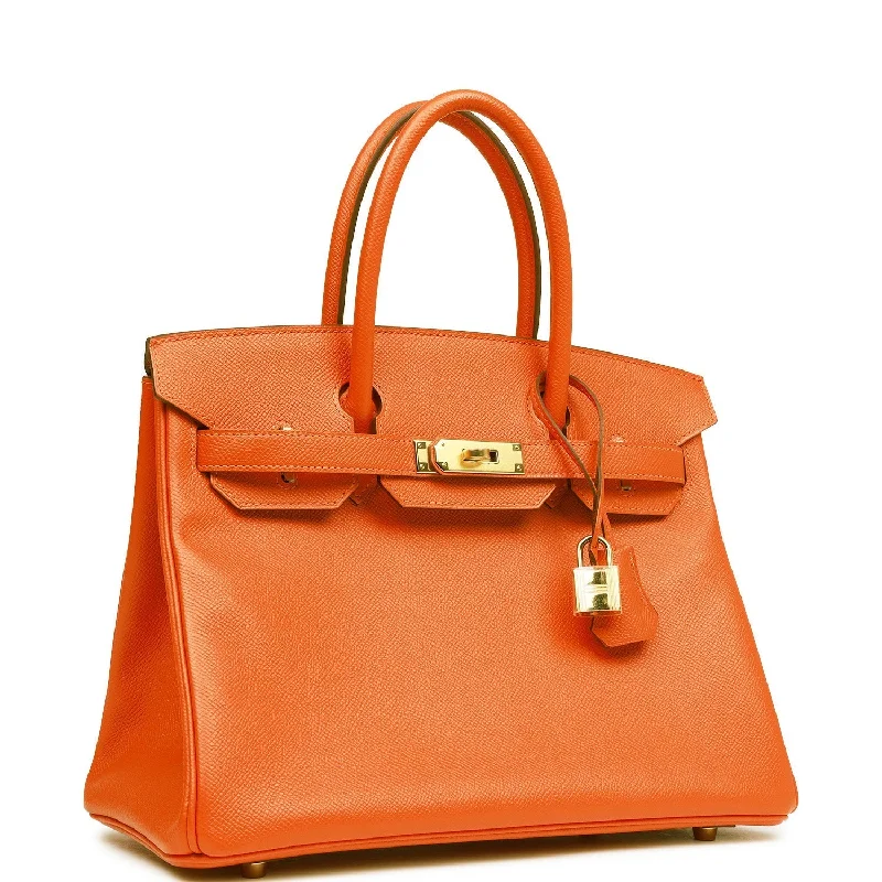 Hermes Birkin Bags with a Contrast - Stitched Handle for Added StyleHermes Birkin 30 Feu Epsom Gold Hardware