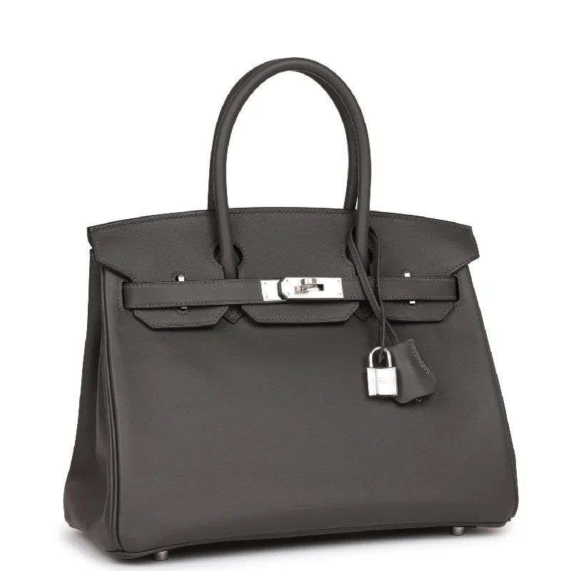 Hermes Birkin Bags with a Hand - Burnished Edge FinishHermes Birkin 30 Graphite Jonathan Palladium Hardware