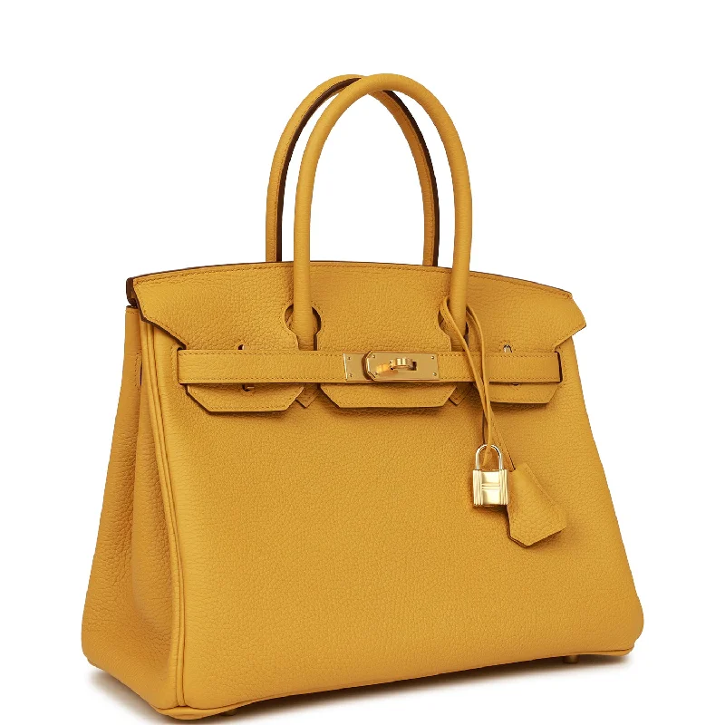 Hermes Birkin Bags with a Detachable Mobile Phone HolderHermes Birkin 30 Jaune Ambre Clemence Gold Hardware