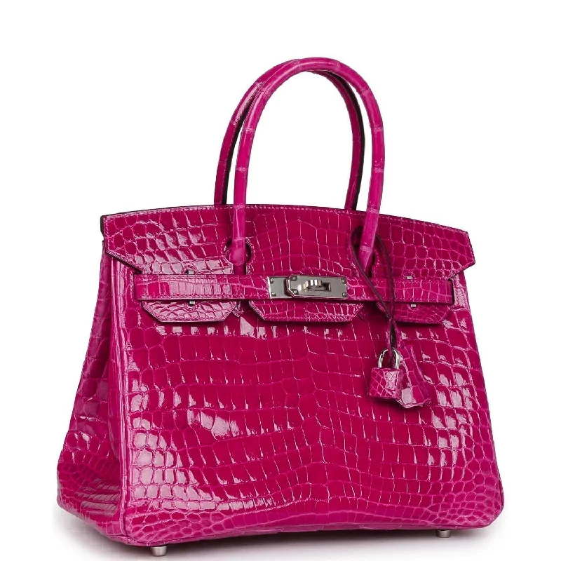 Hermes Birkin Bags in a Metallic Rose Gold for a Glamorous TouchHermes Birkin 30 Rose Pourpre Shiny Niloticus Crocodile Palladium Hardware