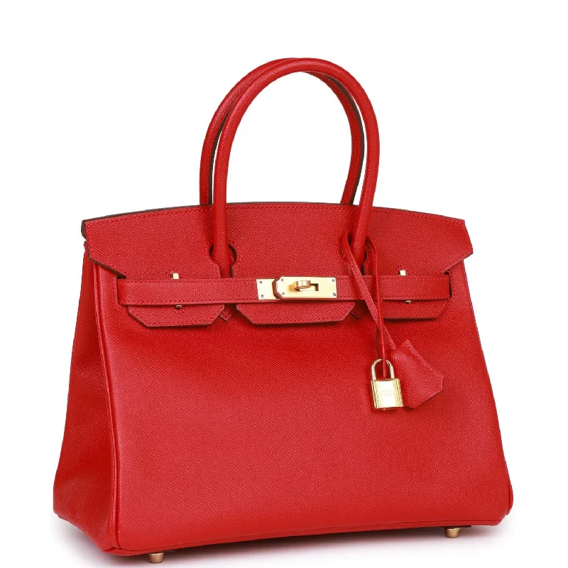 Hermes Birkin Bags with a Studded Leather Trim for a Bold StatementHermes Birkin 30 Rouge Casaque Epsom Gold Hardware