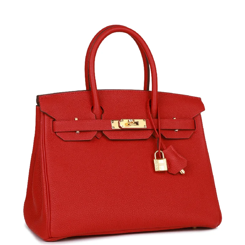 Hermes Birkin Bags with a Gold - Plated Lock and Key SetHermes Birkin 30 Rouge Casaque Togo Gold Hardware