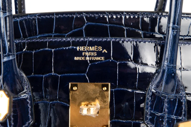 Hermes Birkin Bags in a Dark Chocolate Brown for a Warm and Inviting AestheticHermes Birkin 35 Bag Blue Sapphire Porosus Crocodile Gold Hardware New