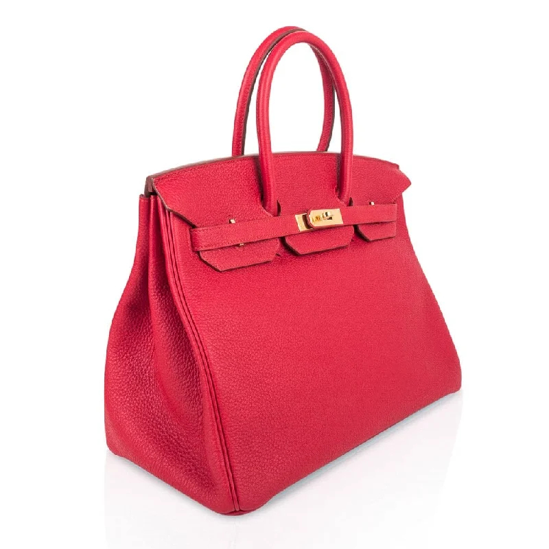 Hermes Birkin Bags with a Gold - Plated Lock and Key SetHermes Birkin 35 Bag Vermillion Red Togo Leather with Gold Hardware