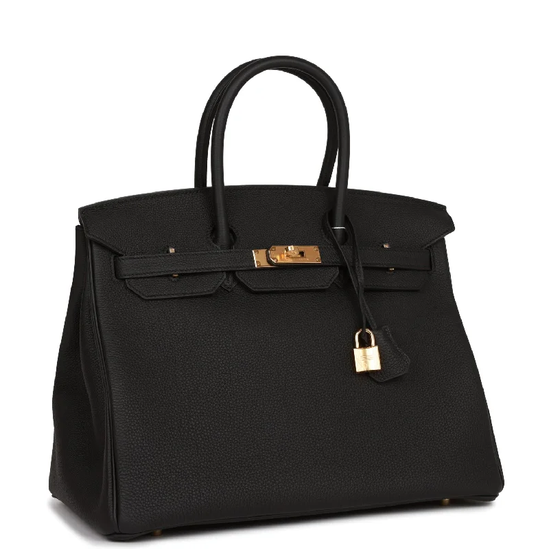 Hermes Birkin Bags with a Textured Taurillon Clemence LeatherHermes Birkin 35 Black Togo Gold Hardware