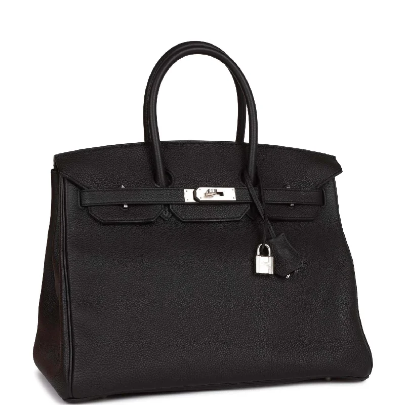 Hermes Birkin Bags with a Zippered Interior Compartment for ValuablesHermes Birkin 35 Black Togo Palladium Hardware