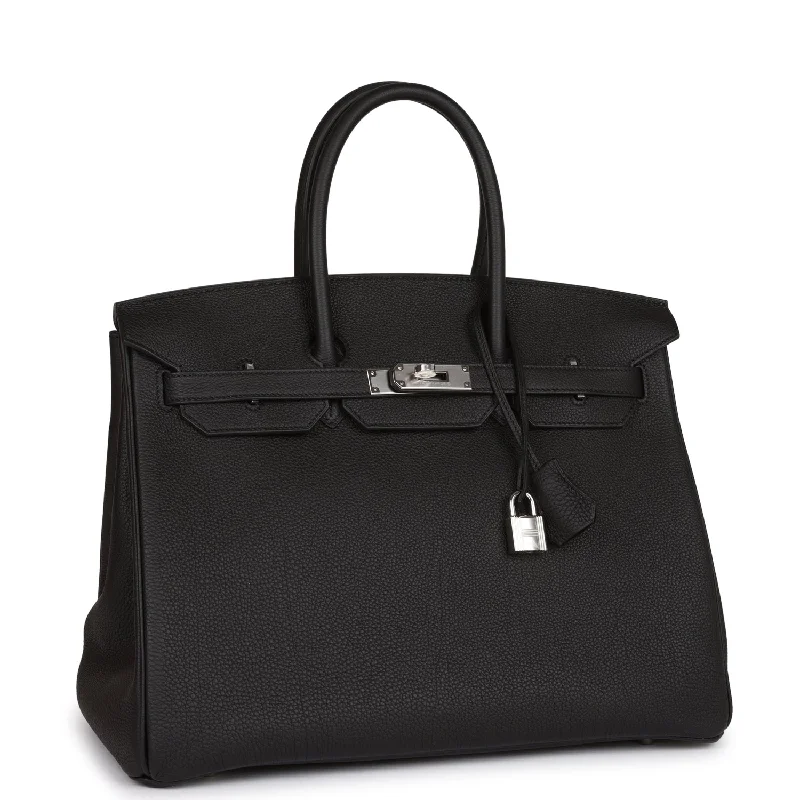 Hermes Birkin Bags with a Leather - Lined Interior Pocket for Added ProtectionHermes Birkin 35 Black Togo Palladium Hardware