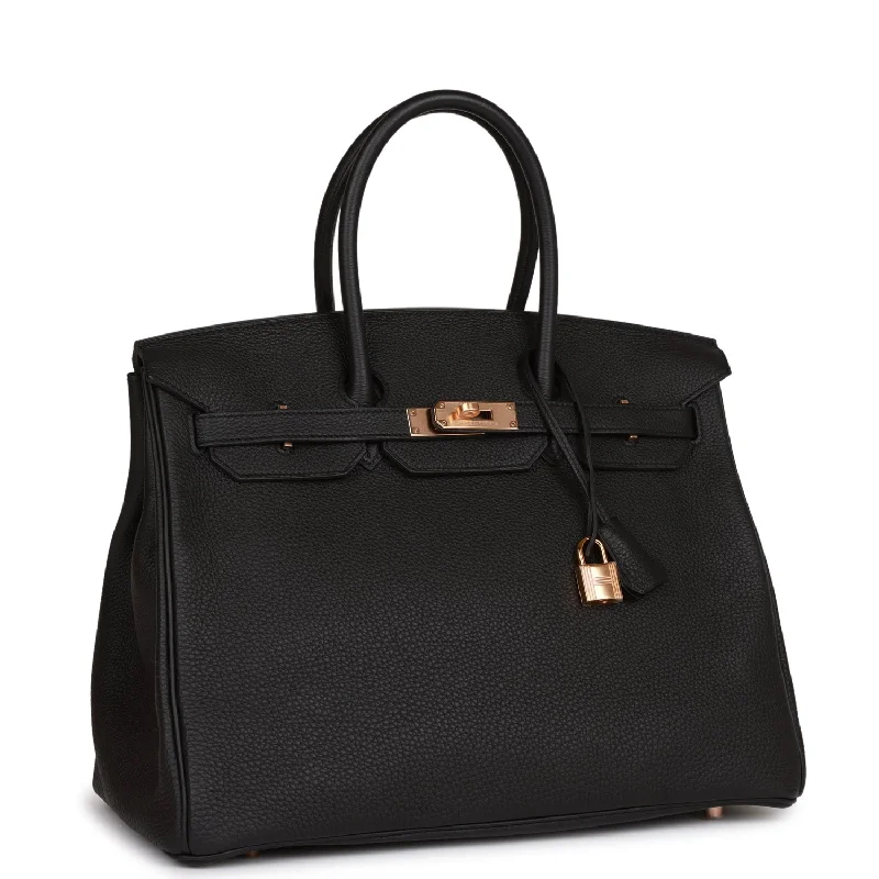 Hermes Birkin Bags in a Dark Chocolate Brown for a Warm and Inviting AestheticHermes Birkin 35 Black Togo Rose Gold Hardware