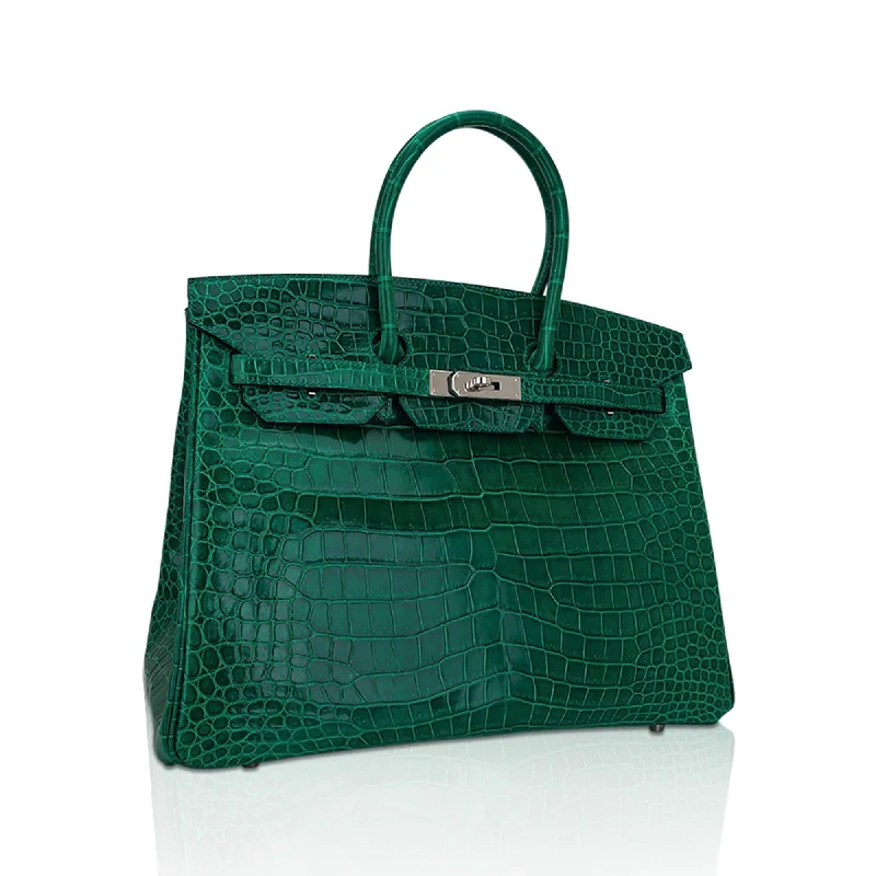 Hermes Birkin Bags in a Bold Fuchsia Pink for a Fashion - Forward StatementHermes Birkin 35 Bag Emerald Porosus Crocodile with Palladium Hardware