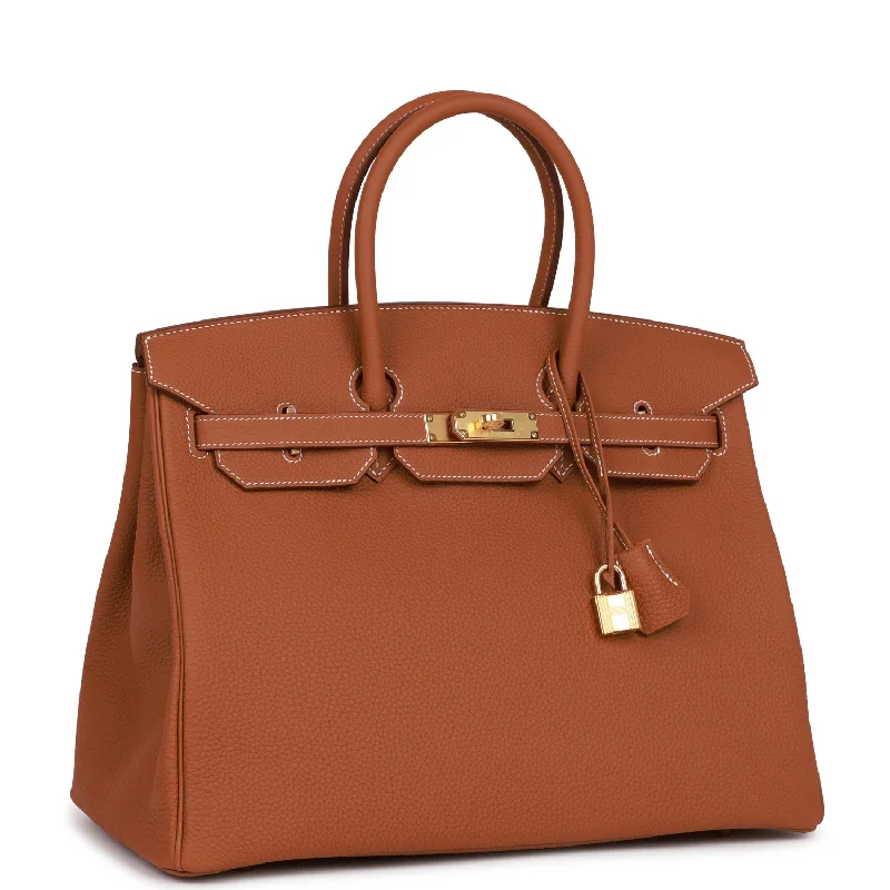 Hermes Birkin Bags with Hand - Stitched Detailing for Artisanal AppealHermes Birkin 35 Gold Togo Gold Hardware