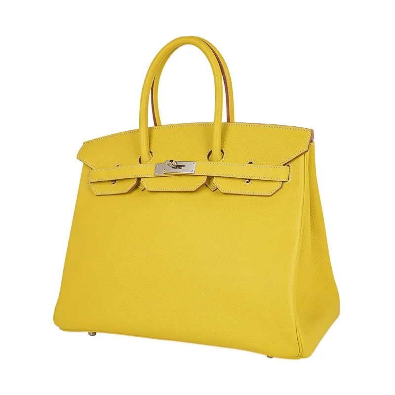 Hermes Birkin Bags with a Reinforced Bottom Panel for LongevityHermes Birkin 35 Lime Candy Limited Edition Bag Epsom Palladium