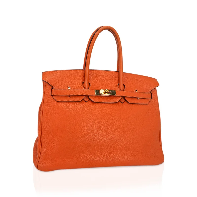 Hermes Birkin Bags in Smooth Box Calf Leather for a Timeless AestheticHermes Birkin 35 Bag Orange Togo Leather with Gold Hardware