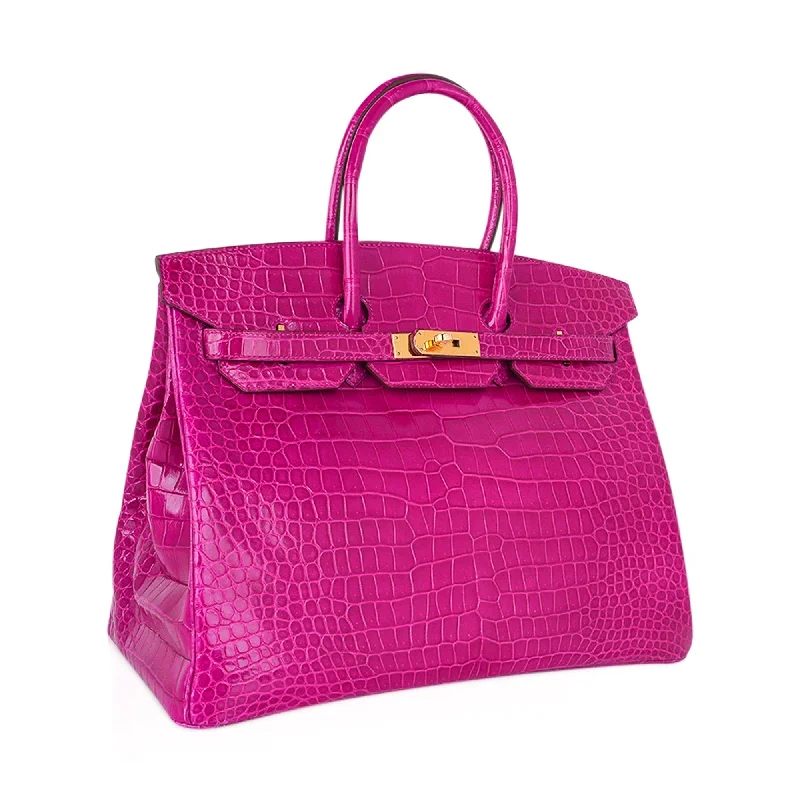 Hermes Birkin Bags in a Dark Chocolate Brown for a Warm and Inviting AestheticHermes Birkin 35 Bag Rose Scheherazade Porosus Crocodile with Gold Hardware