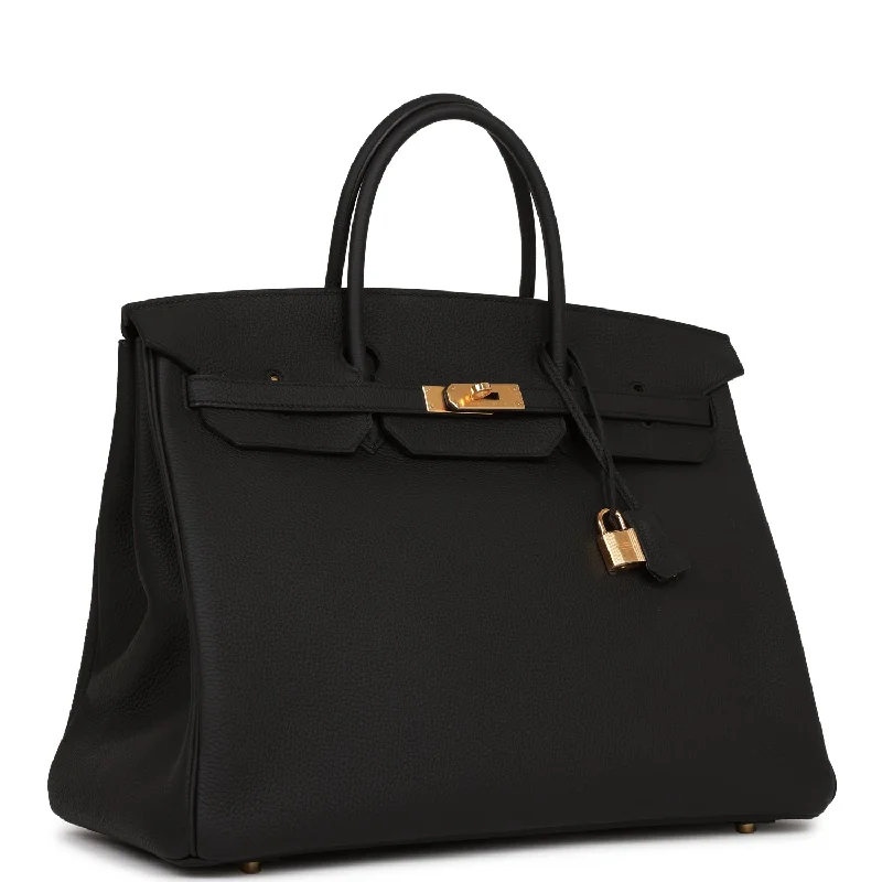 Hermes Birkin Bags with a Textured Taurillon Clemence LeatherHermes Birkin 40 Black Togo Gold Hardware